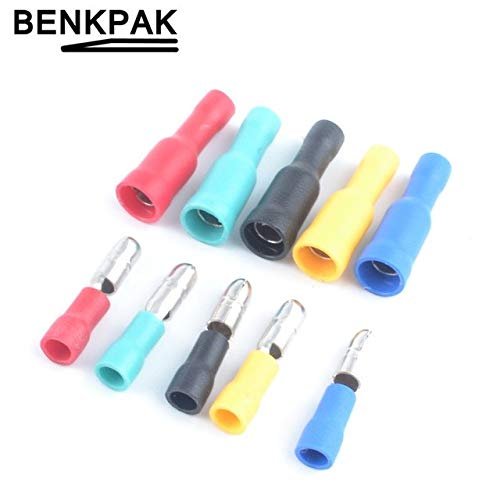 Davitu 50set Hot Female and Male Insulated Electric Connector Crimp Bullet terminal for 22~16 AWG Audio Wiring - (Color: Mixed Colors)