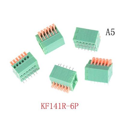 Davitu 5PCS Davitu 2/3/4/5/6/7/8/9/10P KF141R KF141V 2.54mm Pitch PCB Connectors Spring Screless Copper Green Terminal Block Bent Foot - (Color: 5)