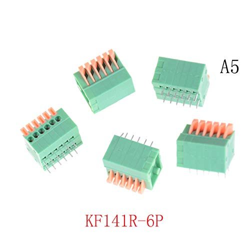 Davitu 5PCS Davitu 2/3/4/5/6/7/8/9/10P KF141R KF141V 2.54mm Pitch PCB Connectors Spring Screless Copper Green Terminal Block Bent Foot - (Color: 5)
