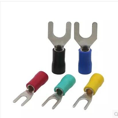 Davitu 1000pcs SV1.25-3 Insulated Spade Terminal Block Connector Electrical Furcate Lug Crimp Cable Wire Forked End Insulation - (Color: yellow)