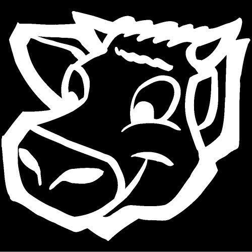 Cartoon Cow Head Decal Sticker (White), Decal Sticker Vinyl Car Home Truck Window Laptop