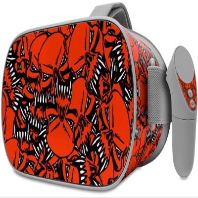 Decal Style Skin Wrap Compatible with Oculus Go Headset - Scattered Skulls Red (Oculus NOT Included)