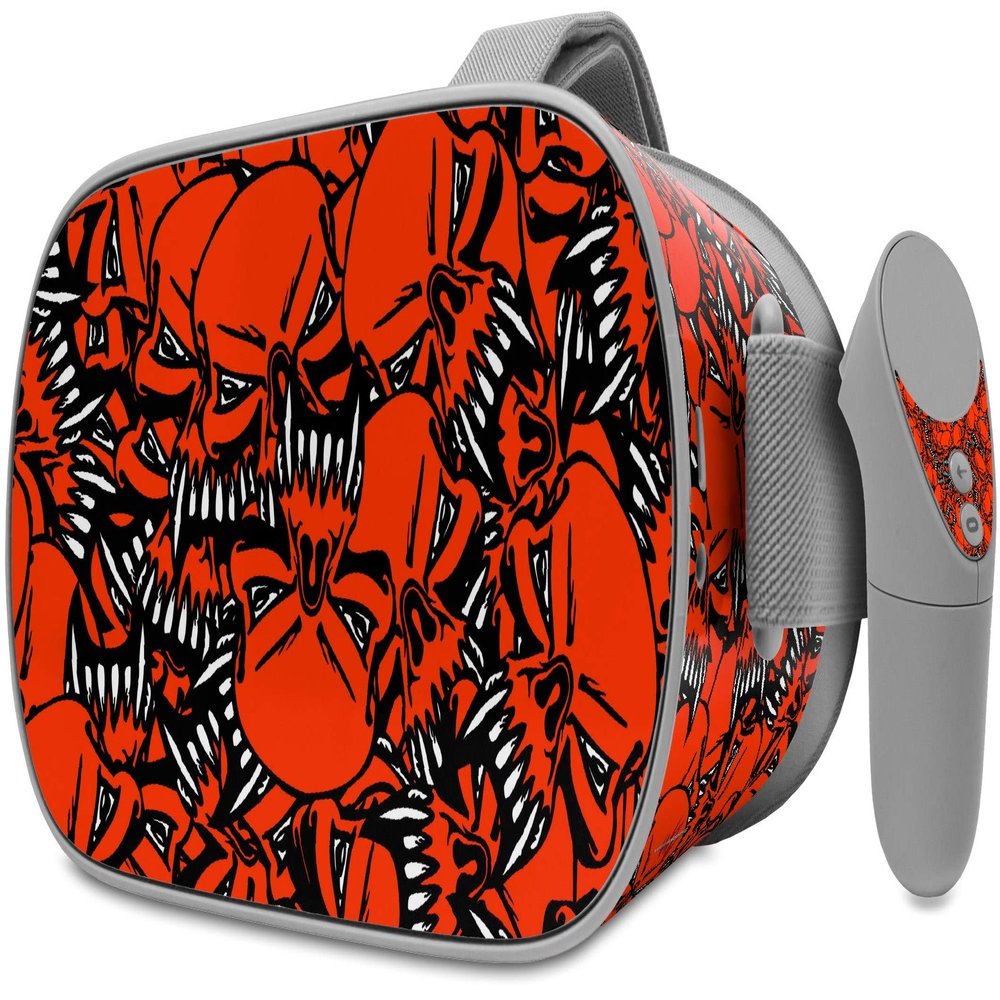 Decal Style Skin Wrap Compatible with Oculus Go Headset - Scattered Skulls Red (Oculus NOT Included)