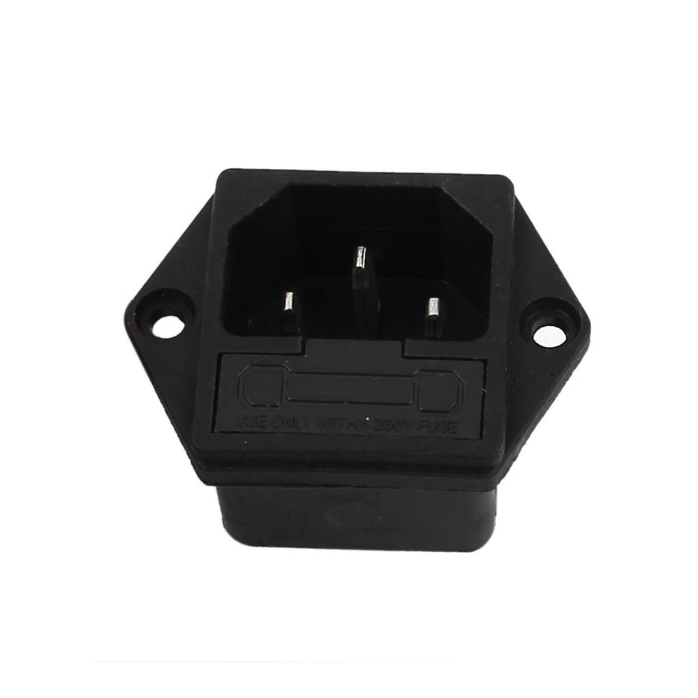 Aexit IEC320 AC Distribution electrical 250V 10A 3 Terminals Screw Mount PowerSocket Black
