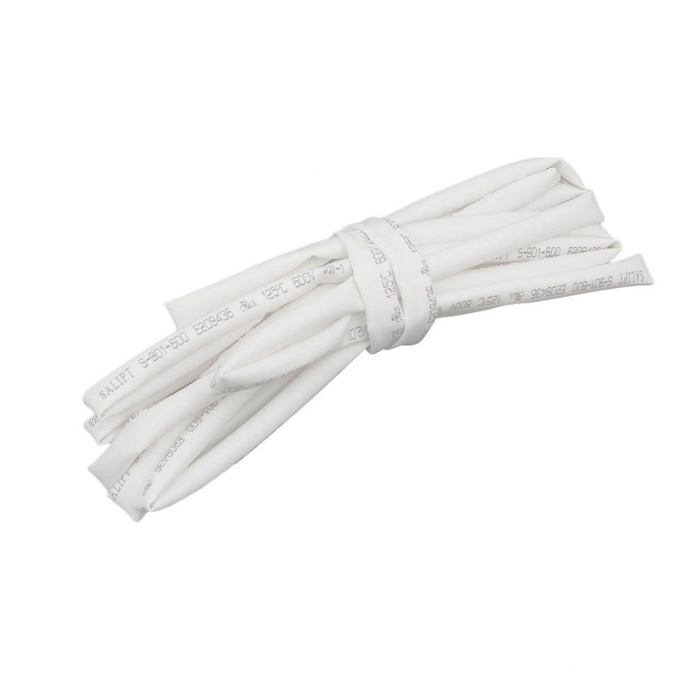 Aexit 2M Long Electrical equipment 4mm Inner Dia. Polyolefin Heat Shrinkable Tube White for Wire Repairing