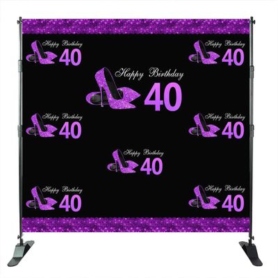 Mehofoto Happy 40th Birthday Background Red High Heels Birthday Backdrop 8x8ft Vinyl Step and Repeat Woman 40th Birthday Party Decoration Photography Background