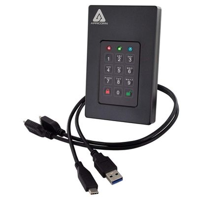 Apricorn 2TB Aegis Fortress L3 - FIPS Validated, SSD USB 3.0 Hardware Encrypted Portable Drive