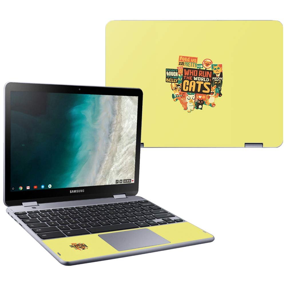 MightySkins Skin Compatible with Samsung Chromebook Plus LTE (2018) - Cats Run The World | Protective, Durable, and Unique Vinyl wrap Cover | Easy to Apply, Remove | Made in The USA