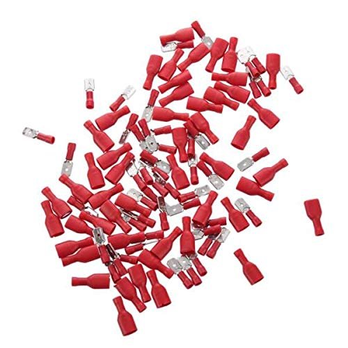 Davitu Davitu Hot 100 Red Spade Crimp Terminals Fully Insulated Electrical Connectors Audio Wiring