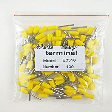 Davitu 100pcs E0510 For 0.5mm2, 22 AWG Wire,10mm of Pin Length Ferrule Terminal Cord End Terminal VEE0510 - (Color: Yellow)