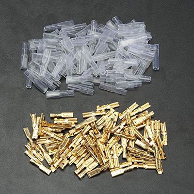 Davitu 100x 2.8mm Gold Crimp Terminal Female Spade Electrical Connectors & Insulating Sleeve Wrap Kit