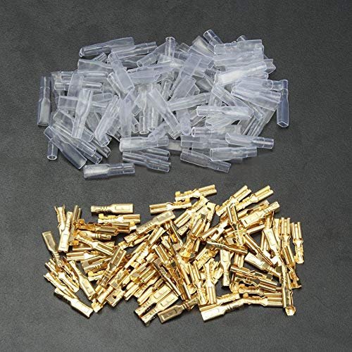 Davitu 100x 2.8mm Gold Crimp Terminal Female Spade Electrical Connectors & Insulating Sleeve Wrap Kit