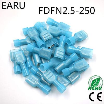 Davitu FDFN2-250 FDFN2.5-250 NYLON brass Female Insulated Spade joint Cable Wire Connector 100PCS suit 1.5-2.5mm2 16-14AWG FDFN Plug