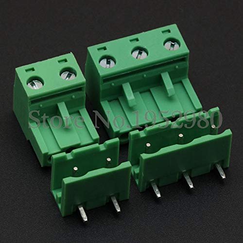 Davitu 20 Set 7.62MM PCB Pluggable Terminal Block Connectors 2/3/4/5/6/7/8/9/10P Right Angle KF2EDG-7.62 Copper - (Color: 3P)