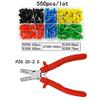 Davitu Davitu 550pcs/lot tube insulating terminals E0508 E7508 E1008 E1508 E2508 PZ0.25-2.5 pliers 0.25-2.5mm2 wire crimp connector - (Color: 550pcs terminals) view 2