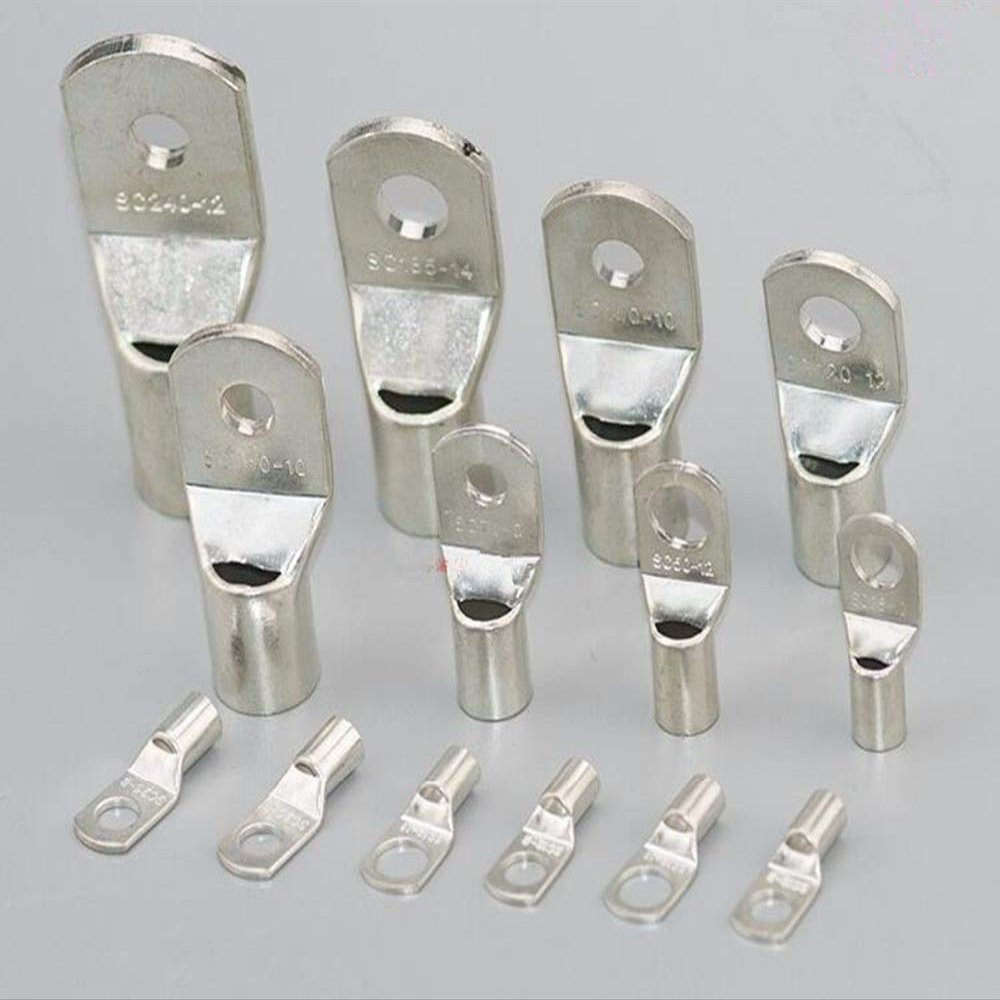 Davitu 100pcs SC4-4 SC4-5 SC4-6 Tin Plated Copper Cable lugs Terminal Connector Copper cable terminal Snapshot - (Color: SC4-4)