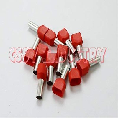 Davitu 100pcs/lot TE7510 2X0.75mm2 Bootlace cooper Ferrules kit set Wire Copper Crimp Connector Insulated Cord Twin Pin End Terminal - (Color: red)