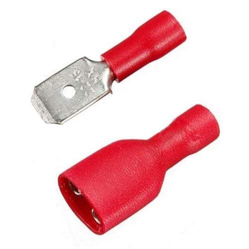 Davitu Davitu New Hot 100 Red Spade Crimp Terminals Fully Insulated Electrical Connectors Audio Wiring