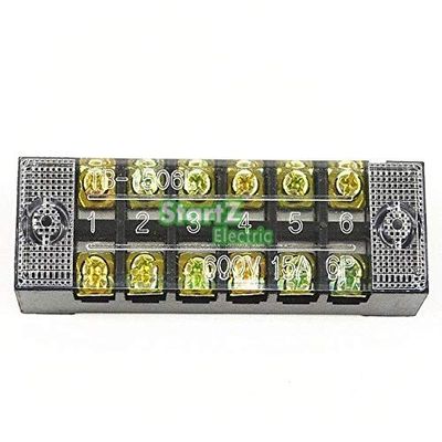 Davitu 1 Pcs Dual Row Barrier Screw Terminal Block Wire Connector 600V 15A TB15 series - (Color: 6 Position)