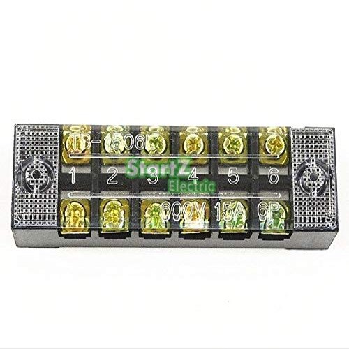 Davitu 1 Pcs Dual Row Barrier Screw Terminal Block Wire Connector 600V 15A TB15 series - (Color: 6 Position)
