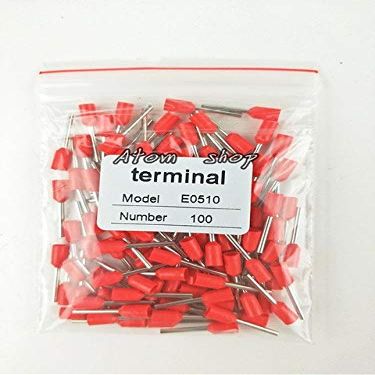 Davitu 100pcs E0510 For 0.5mm2, 22 AWG Wire,10mm of Pin Length Ferrule Terminal Cord End Terminal VEE0510 - (Color: Red)
