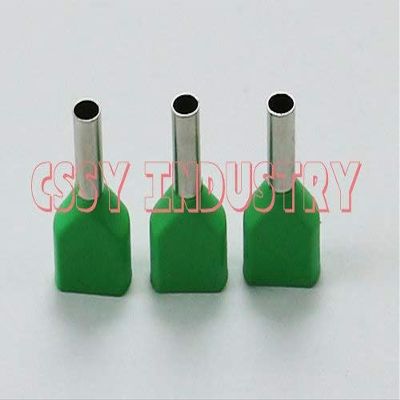 Davitu 100pcs/lot TE1512 2X1.5mm2 Bootlace cooper Ferrules kit set Wire Copper Crimp Connector Insulated Cord Twin Pin End Terminal - (Color: green)