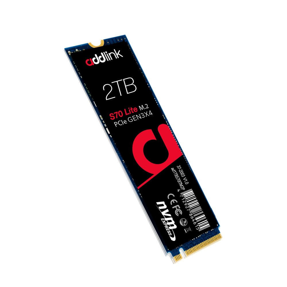 Addlink S70 Lite 2TB Ultra Durability Gaming SSD Maximum Speed 3500 MB/s Internal Solid State Hard Drive - M.2 2280 PCIe 3.0 NVMe Gen3X4 3D NAND SSD (ad2TBS70M2P)