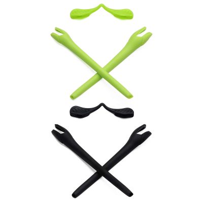 Mryok 2 Pair Replacement Earsocks Nosepieces Kits for Oakley Radar EV Path OO9208 / Pitch OO9211 / Asian Fit OO9275 - Green & Black