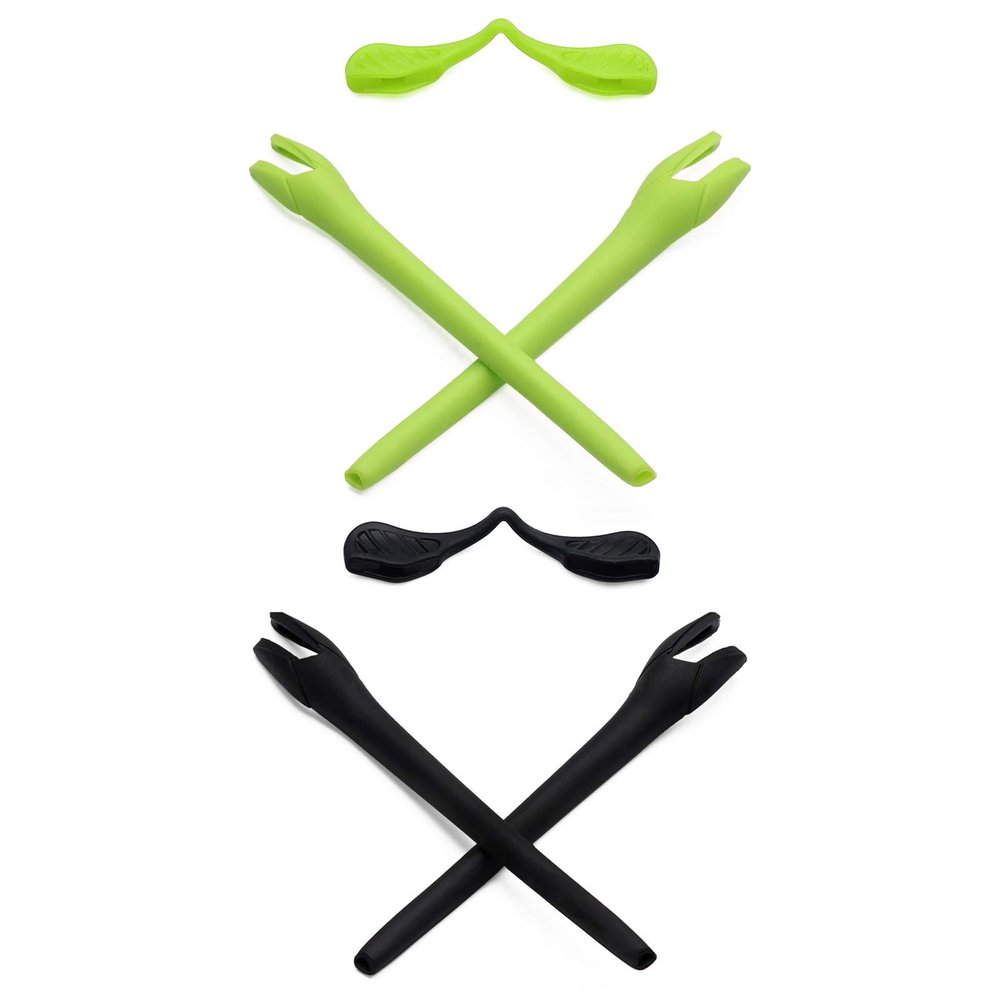 Mryok 2 Pair Replacement Earsocks Nosepieces Kits for Oakley Radar EV Path OO9208 / Pitch OO9211 / Asian Fit OO9275 - Green & Black