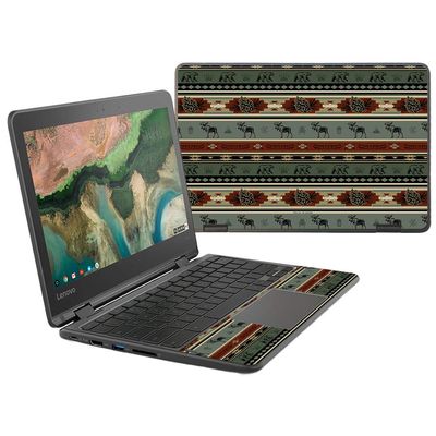 MightySkins Skin Compatible With Lenovo 300e Chromebook 11.6" (2018) - Cabin Stripes | Protective, Durable, and Unique Vinyl wrap cover | Easy To Apply, Remove, and Change Styles | Made in the USA