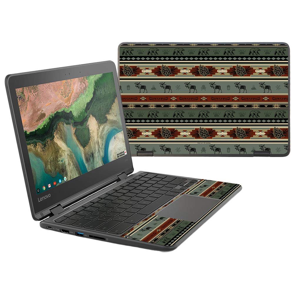 MightySkins Skin Compatible With Lenovo 300e Chromebook 11.6" (2018) - Cabin Stripes | Protective, Durable, and Unique Vinyl wrap cover | Easy To Apply, Remove, and Change Styles | Made in the USA