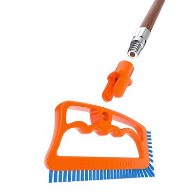 Fuginator Scrub Brush for Tile & Grout: Stiff Nylon Bristle Scrubbing Brush & Handle Connector - Bathtub / Shower Scrubber for Floor Joints & Seams - Cleaning Brushes & Supplies for Bathroom & Kitchen