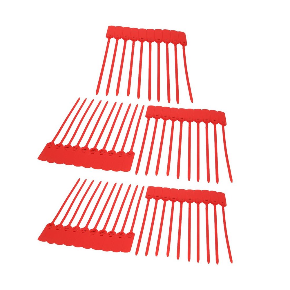 Aexit 100pcs 300mm Transmission Long Nylon Self-Locking Label Tie Cable Marker Cord Wire Zip Red