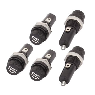 Aexit 5 Pcs Distribution electrical 6mmx30mm Type Fuse Tube Holder Black AC 125V 15A AC 250V 10A