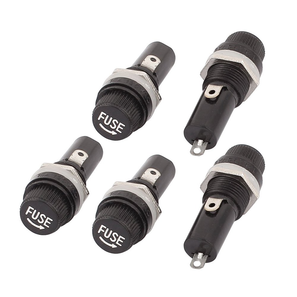 Aexit 5 Pcs Distribution electrical 6mmx30mm Type Fuse Tube Holder Black AC 125V 15A AC 250V 10A