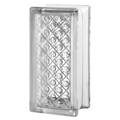 Seves Diamond DM 4x8x3 Glass Block | Decorative Privacy Solution | Distinctive Pattern with Natural Light Transmission | Modern Aesthetic for Commercial and Residential Applications