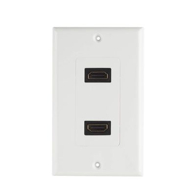 TENINYU Dual HDMI Wall Plate (2 Port) - 4K UHD, ARC, and Ethernet Pass-Thru Support (1-Gang) White - for 2 HDMI (2-Port)