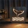WALKKING WAYS Creative Wood Lamp, LED Night Light/3D Wood Carving Whale Tail Pattern USB Portative Mood Lamp for Bedroom Living Room Nightstand view 1
