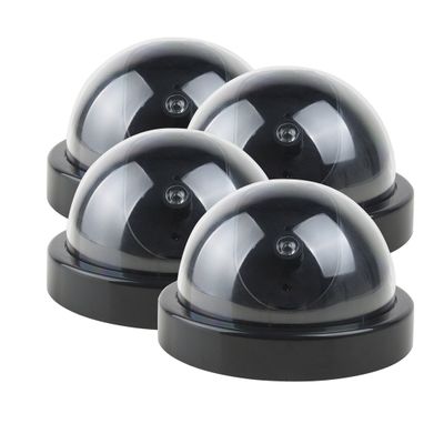 Aexit 4 Pcs Electronic security Pretend Dummy Dome Realistic Looking Security Camera Red LED Light Detection Sensor