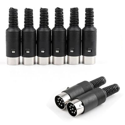 Chironal 50 pcs 8 Pin DIN Plug Connector with Black Plastic Handle Male