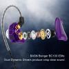 BASN in-Ear Monitor Headphones Dual Dynamic Drivers IEM Earphones Detachable MMCX Cable Musicians Earbuds Headphones (BC100 Purple, with no Mic) view 2