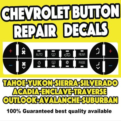 Decal USA Brand fits/Compatible with 2007-2013 GMC Chevy Yukon XL Suburban Worn Peeling Climate Control Button Repair