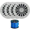 4 x EnrockMarine EM270W 6.5" 2-Way 180-Watt Marine Loudspeakers (White), Enrock Marine-Grade 50Ft. 16-Gauge Tinned Speaker Wire view 1
