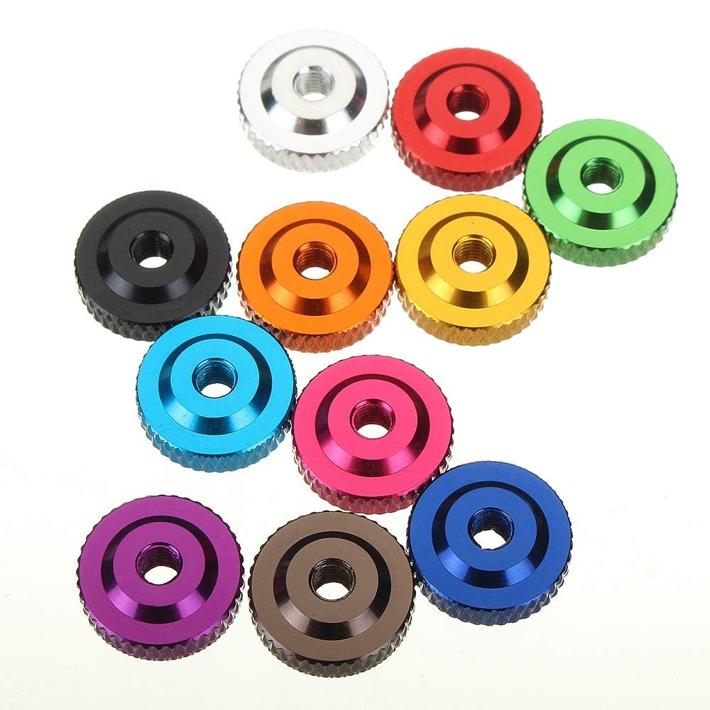ShineBear 10Pcs M3 Knurled Thumb Nut w/Collar Screw Spacer Washer Aluminum Alloy Multicolor for FPV RC Model Toys Gray