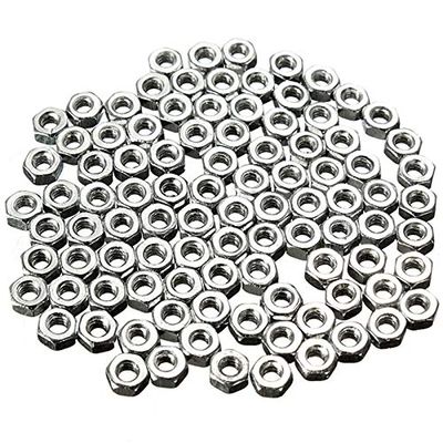 ShineBear Best 100PCS 2mm Hex Screw Nut Steel Hexagon Galvanized Nuts DIY M2 M3 M4 M6 5 Size