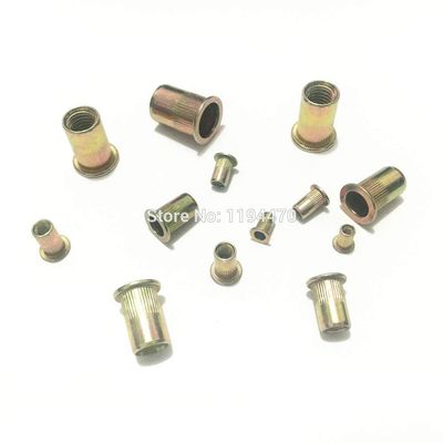 ShineBear 20-200pcs M3 M4 M5 M6 M8 M10 M12 Metric Thread Zinc Plated Carbon Steel Flat Head Rivet Nut Insert knurled Nut Cap Rivnut - (Size: M8 x50pcs)