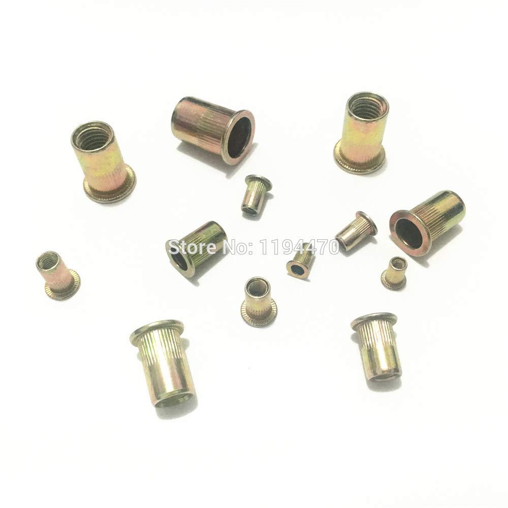 ShineBear 20-200pcs M3 M4 M5 M6 M8 M10 M12 Metric Thread Zinc Plated Carbon Steel Flat Head Rivet Nut Insert knurled Nut Cap Rivnut - (Size: M8 x50pcs)
