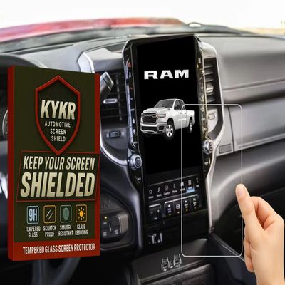 Kykr 12 inches Tempered Glass Screen Protector for 2019-2026 Dodge Ram 1500, 2500, 3500, 9H Hardened, Anti-Glare, and Anti-Scratch Glass, Easy to Apply, Water-Resistant Car Accessories, Gloss (Incompatible with 14 inch model)