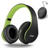 ZIHNIC Bluetooth Headphones Over-Ear, Foldable Wireless and Wired Stereo Headset Micro SD/TF, FM for Cell Phone,PC,Soft Earmuffs &Light Weight for Prolonged Wearing(Black/Green) view 1