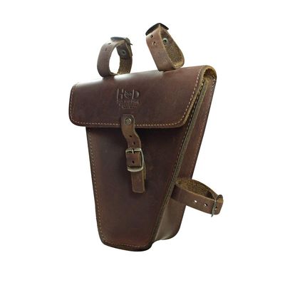 Hide & Drink, Triangular Frame Bag for Bicycle, Bike Tool Pouch, Accessories, Repair Tools Storage Pouch, Biker Essentials, Full Grain Leather, Handmade, Bourbon Brown